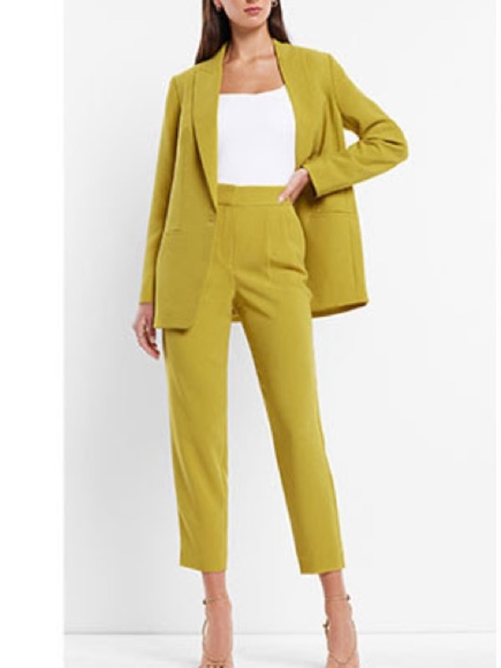 Express Chartreuse Single-Button Oversized Boyfriend Blazer Size L - Picture 4 of 4